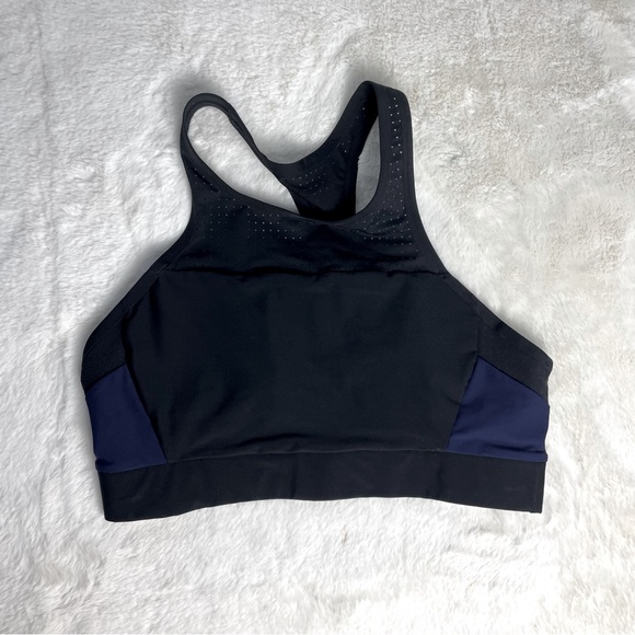 NWOT Athleta Swim Bonaire black and blue Med support UPF 50+ Bikini Top, XS - Picture 3 of 7